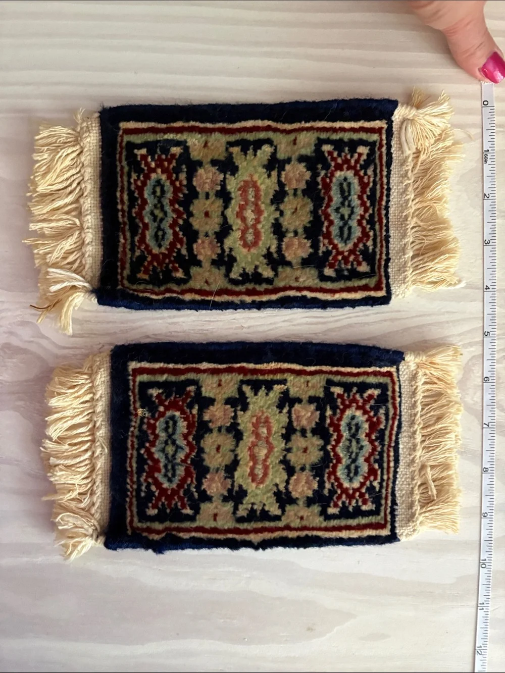 Pair of 1:12 Vintage Dollhouse Miniature Hand Woven Rugs (Set #2)